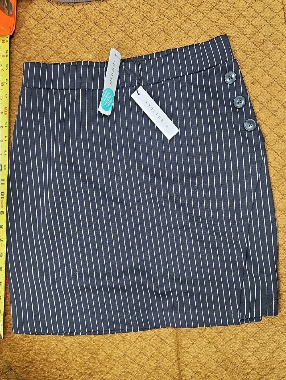 Sanctuary Black Pinstripe Side-Button Pencil Skirt